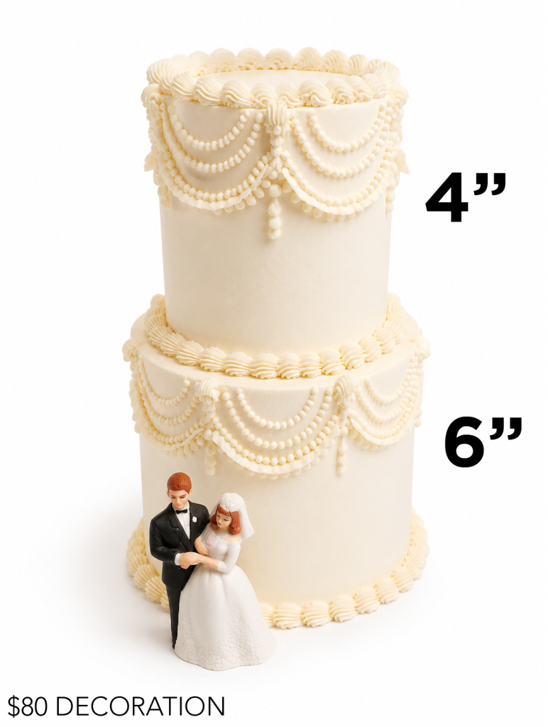 Two Tier Pearl Chandelier Vintage Cake with Topper